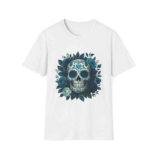Colorful Floral Skull T-Shirt, Dia de los Muertos Tee, Casual Wear, Gifts for Her, Graphic Shirt, Boho Style Fashion