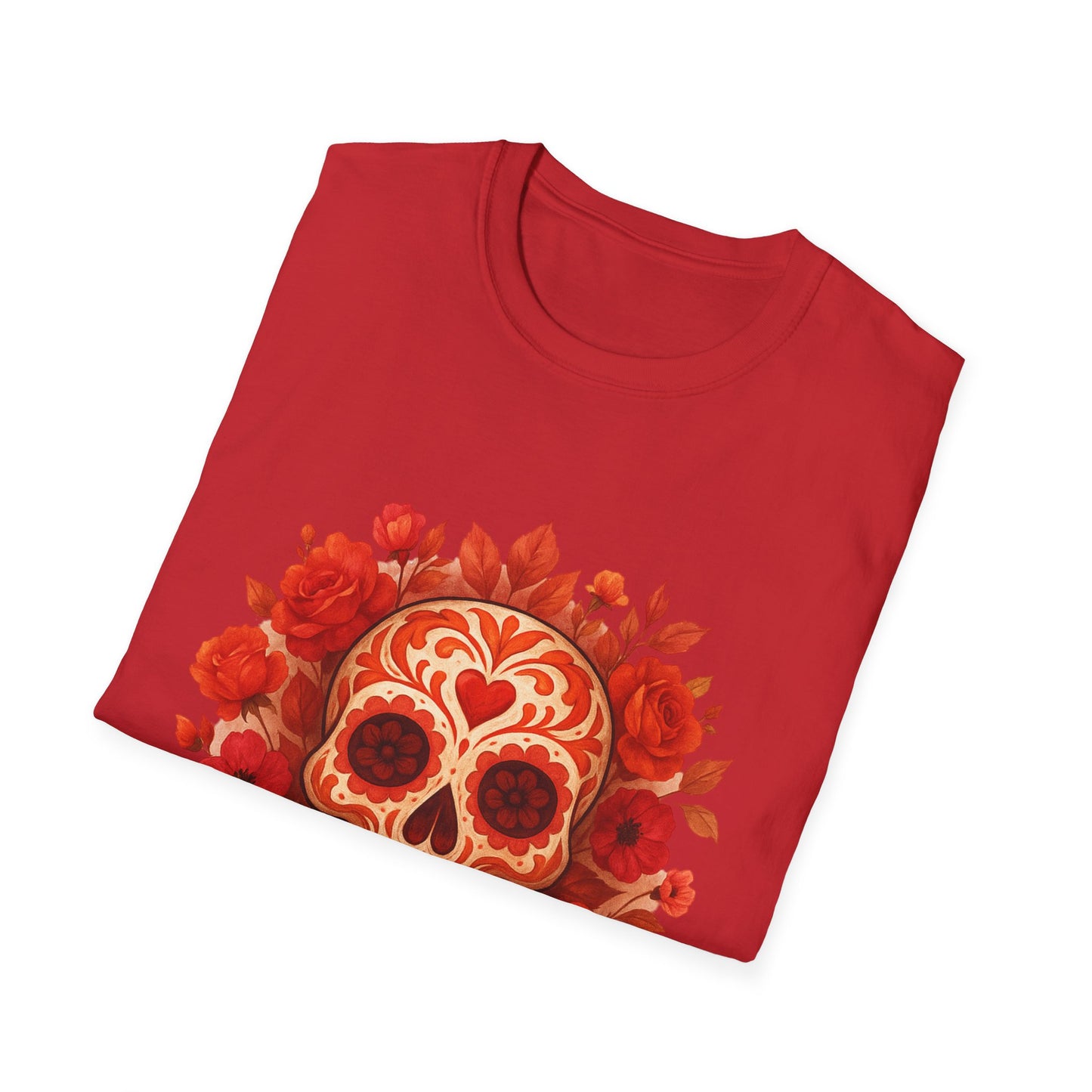 Colorful Floral Skull T-Shirt, Dia de los Muertos Tee, Casual Wear, Gifts for Her, Graphic Shirt, Boho Style Fashion