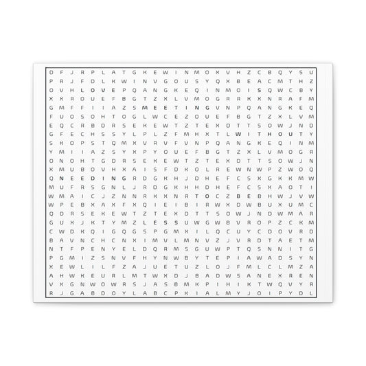 Minimalist Word Search Art Canvas – Black & White Typography Wall Decor