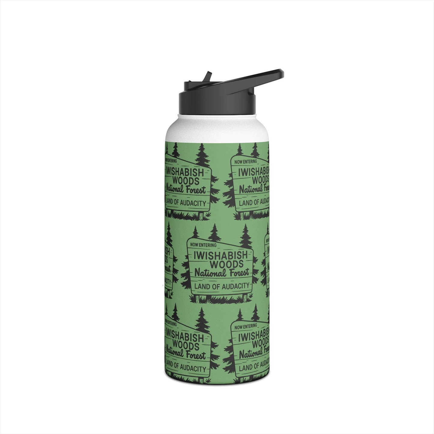 Iwishabish Woods National Forest Stainless Steel Water Bottle — 'Land of Audacity' Outdoor Travel Bottle