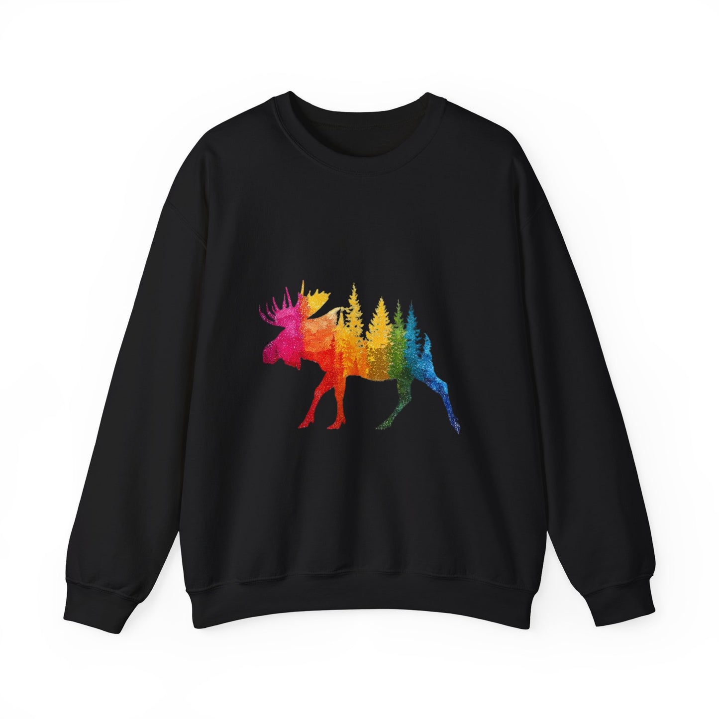 Moose Forest Crewneck Sweatshirt — LGBTQIA Wilderness Silhouette