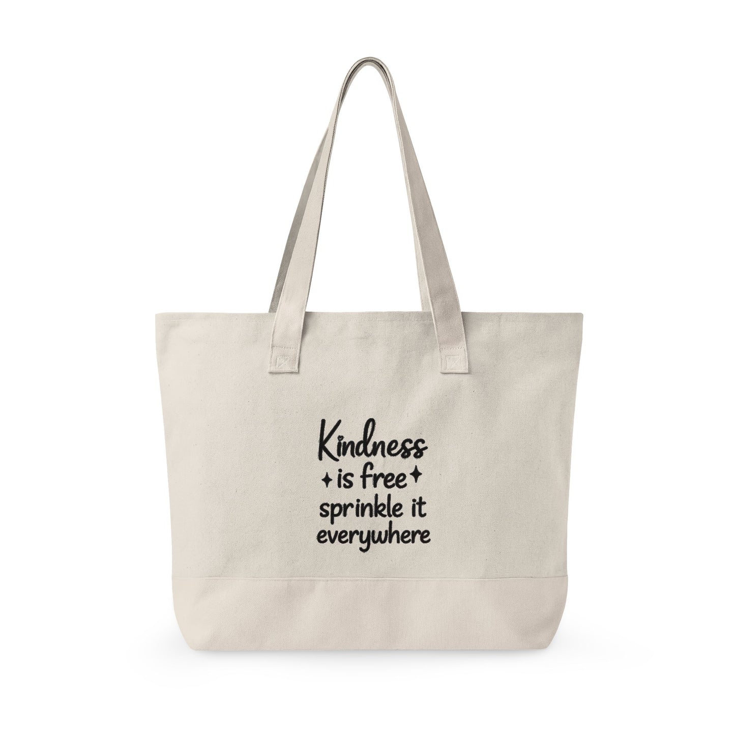 Canvas Tote Bag — “Kindness is Free, Sprinkle It Everywhere” Zippered Market Tote