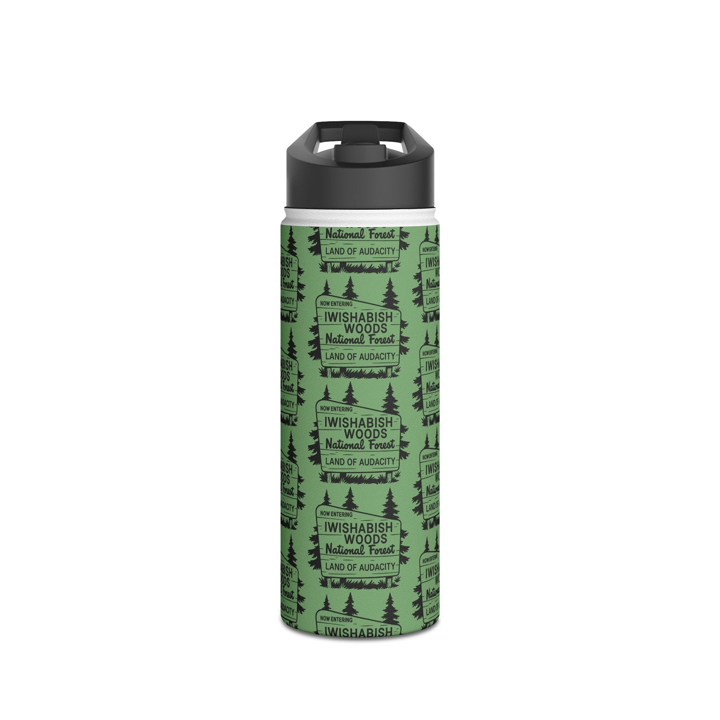 Iwishabish Woods National Forest Stainless Steel Water Bottle — 'Land of Audacity' Outdoor Travel Bottle