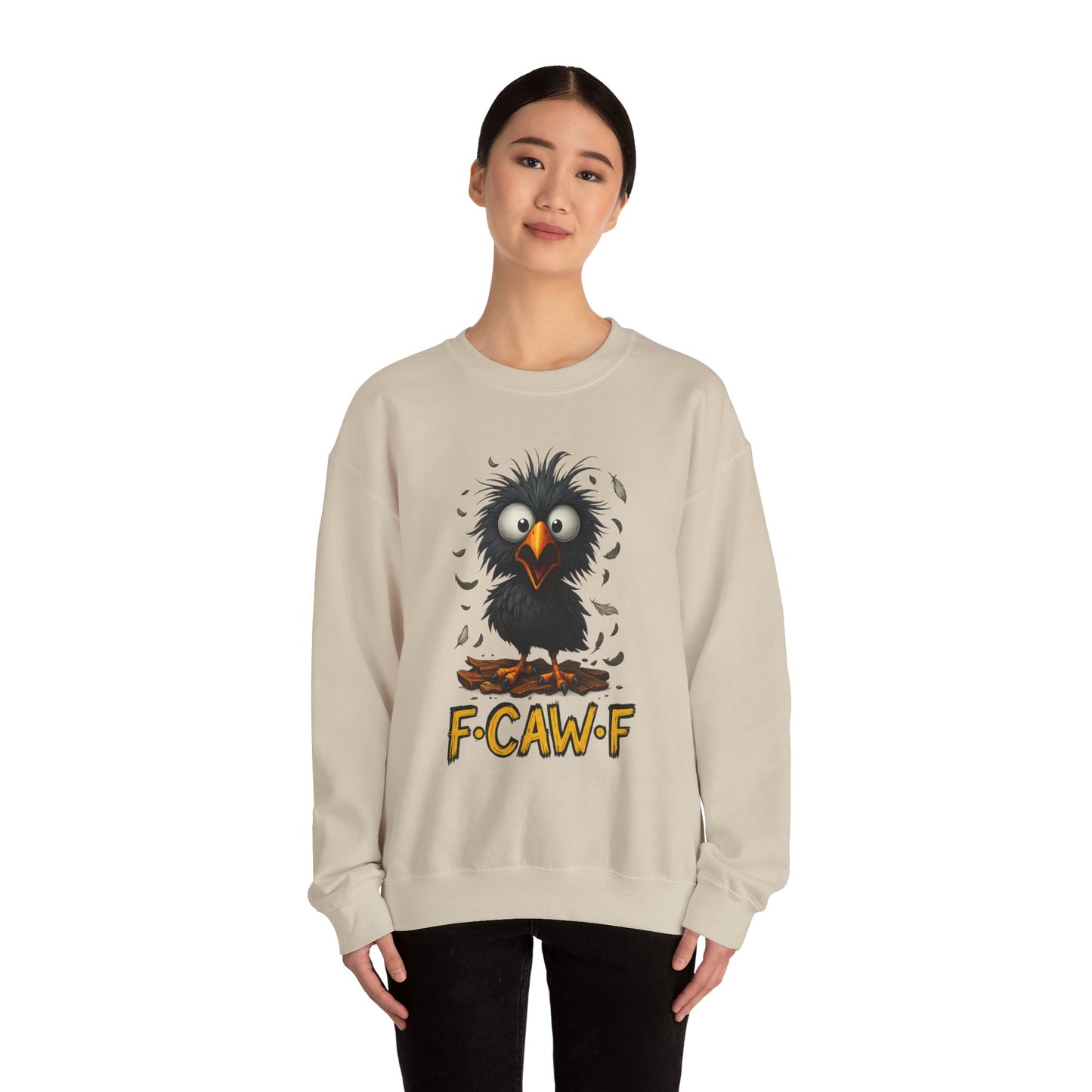 F-Cawf Funny Crewneck Sweatshirt, Cute Bird Sweatshirt, Unisex Sweatshirt Gift, Cozy Humor Apparel, Trendy Casual Wear