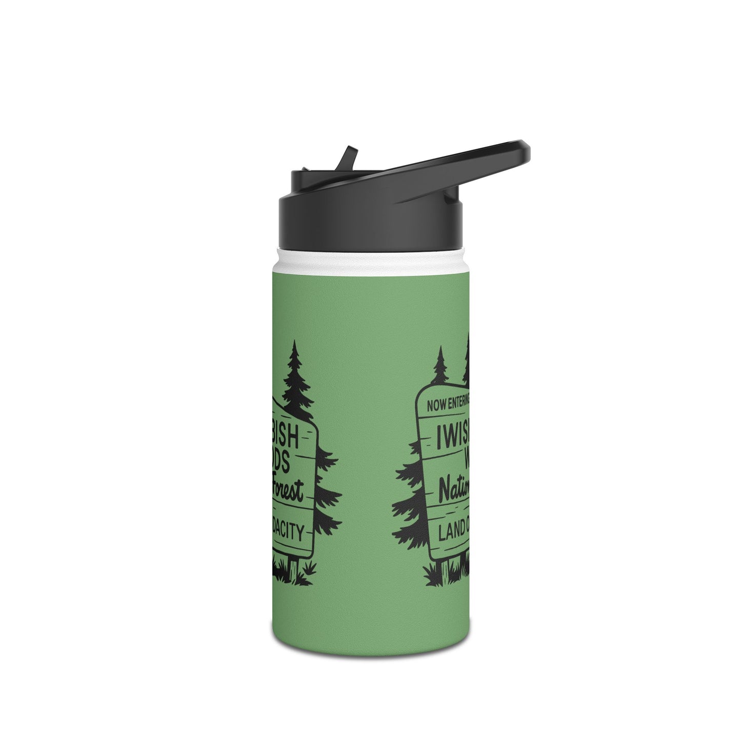 Iwishabish Woods National Forest Stainless Steel Water Bottle — 'Land of Audacity' Outdoor Travel Bottle