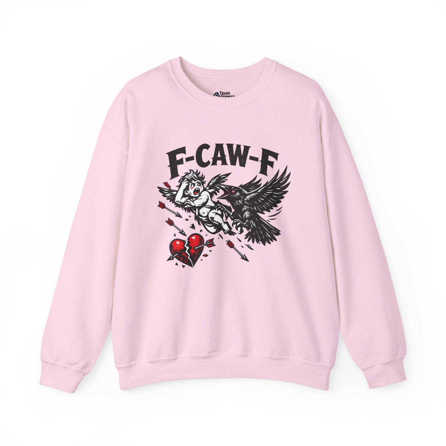 Anti-Valentine’s Day Crewneck Sweatshirt – F-CAW-F Crow Graphic, Funny Dark Humor Sweatshirt