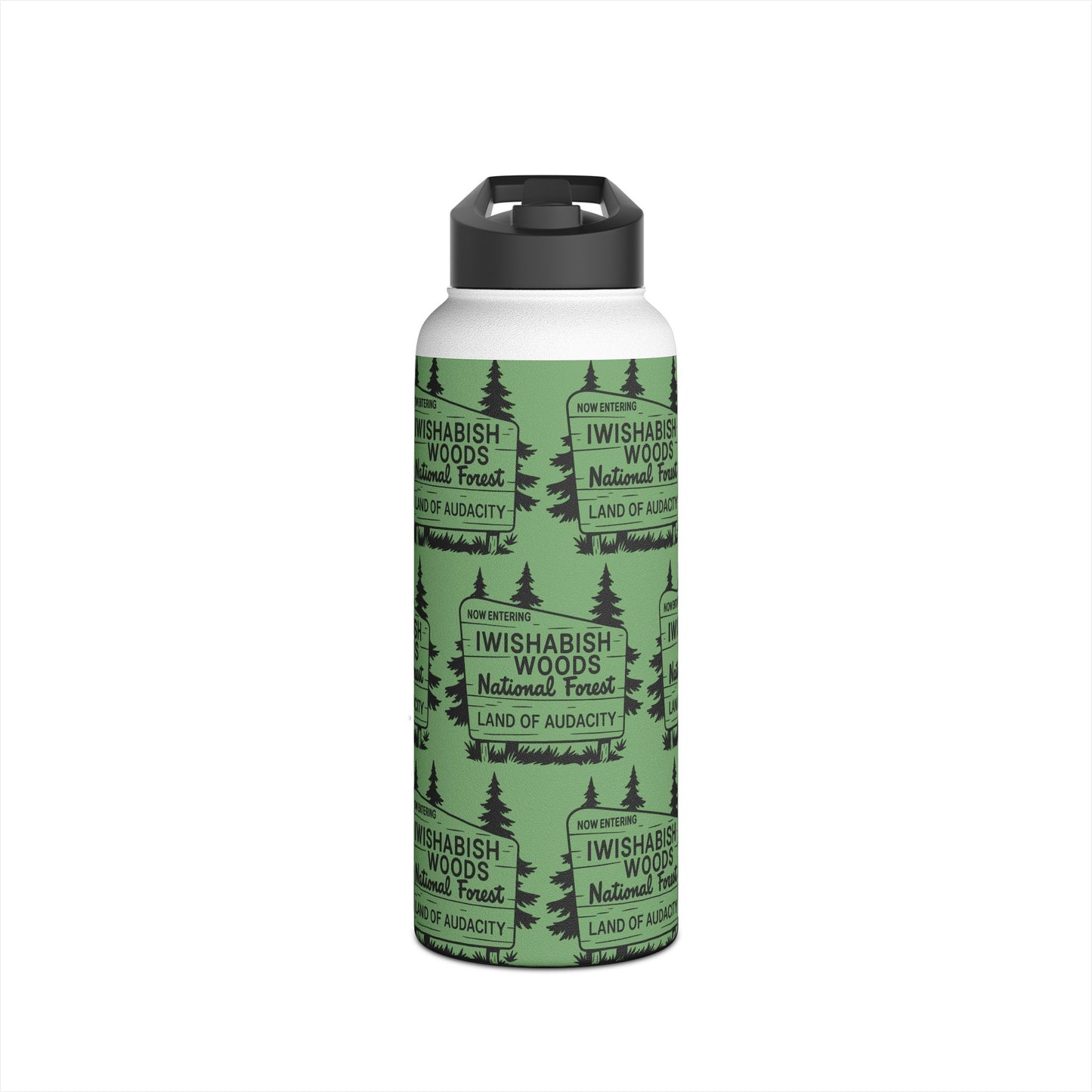 Iwishabish Woods National Forest Stainless Steel Water Bottle — 'Land of Audacity' Outdoor Travel Bottle