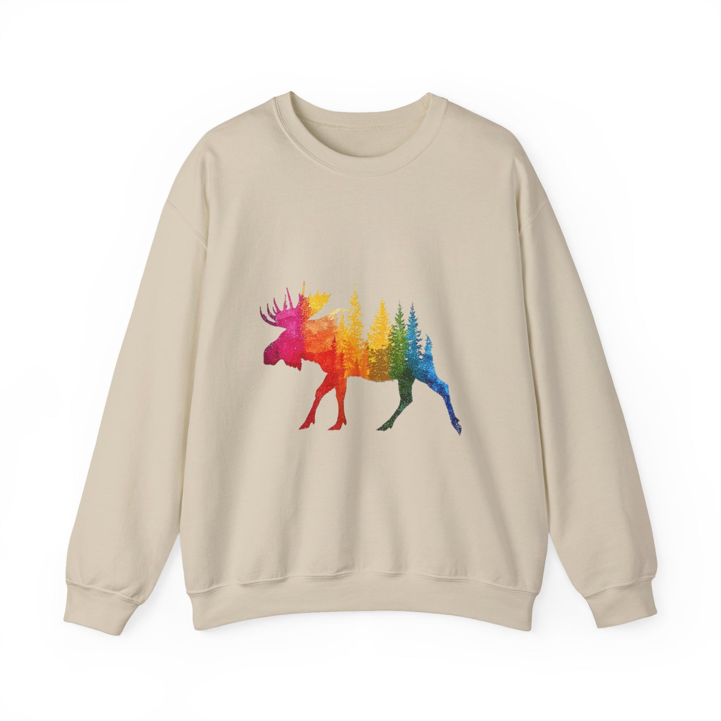 Moose Forest Crewneck Sweatshirt — LGBTQIA Wilderness Silhouette