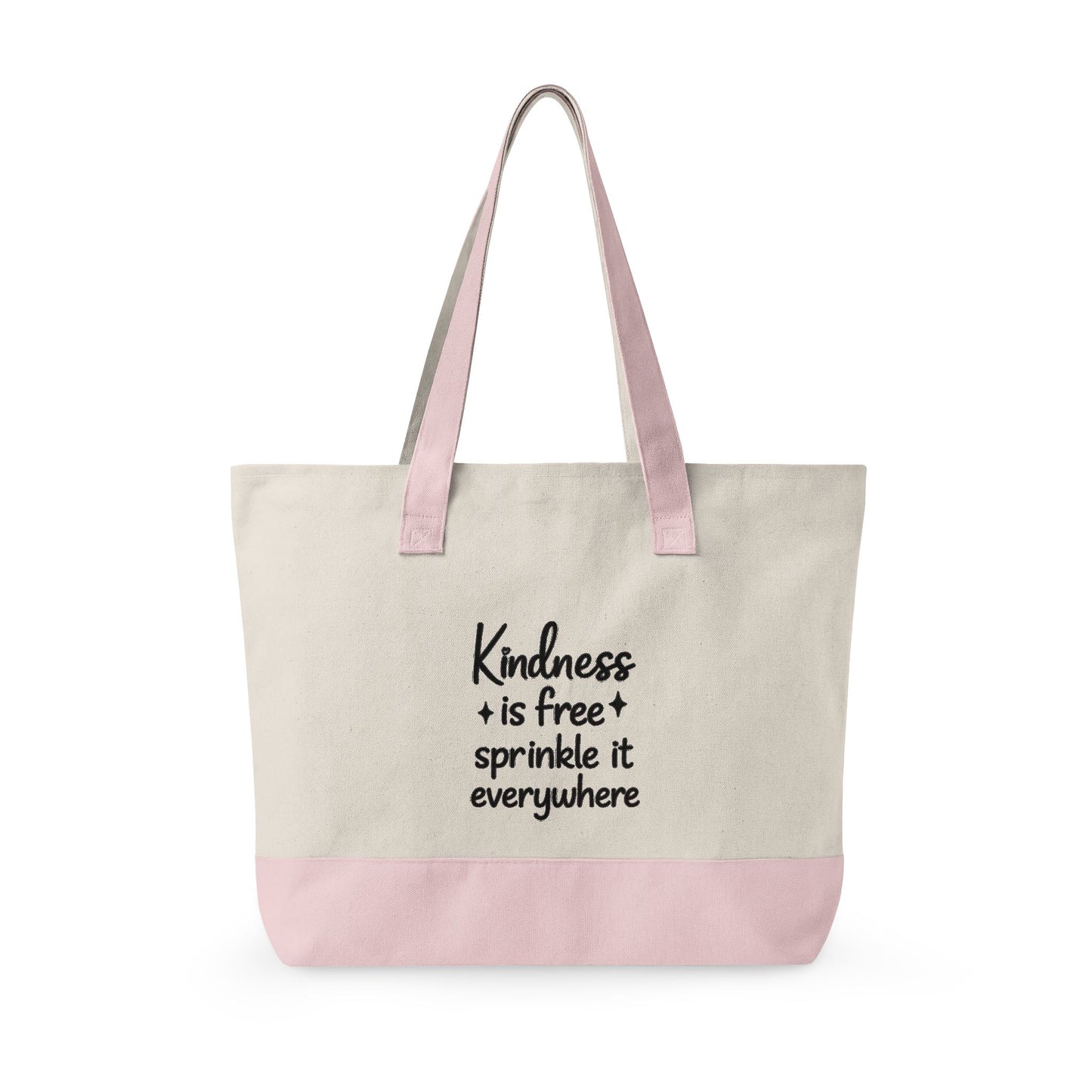 Canvas Tote Bag — “Kindness is Free, Sprinkle It Everywhere” Zippered Market Tote