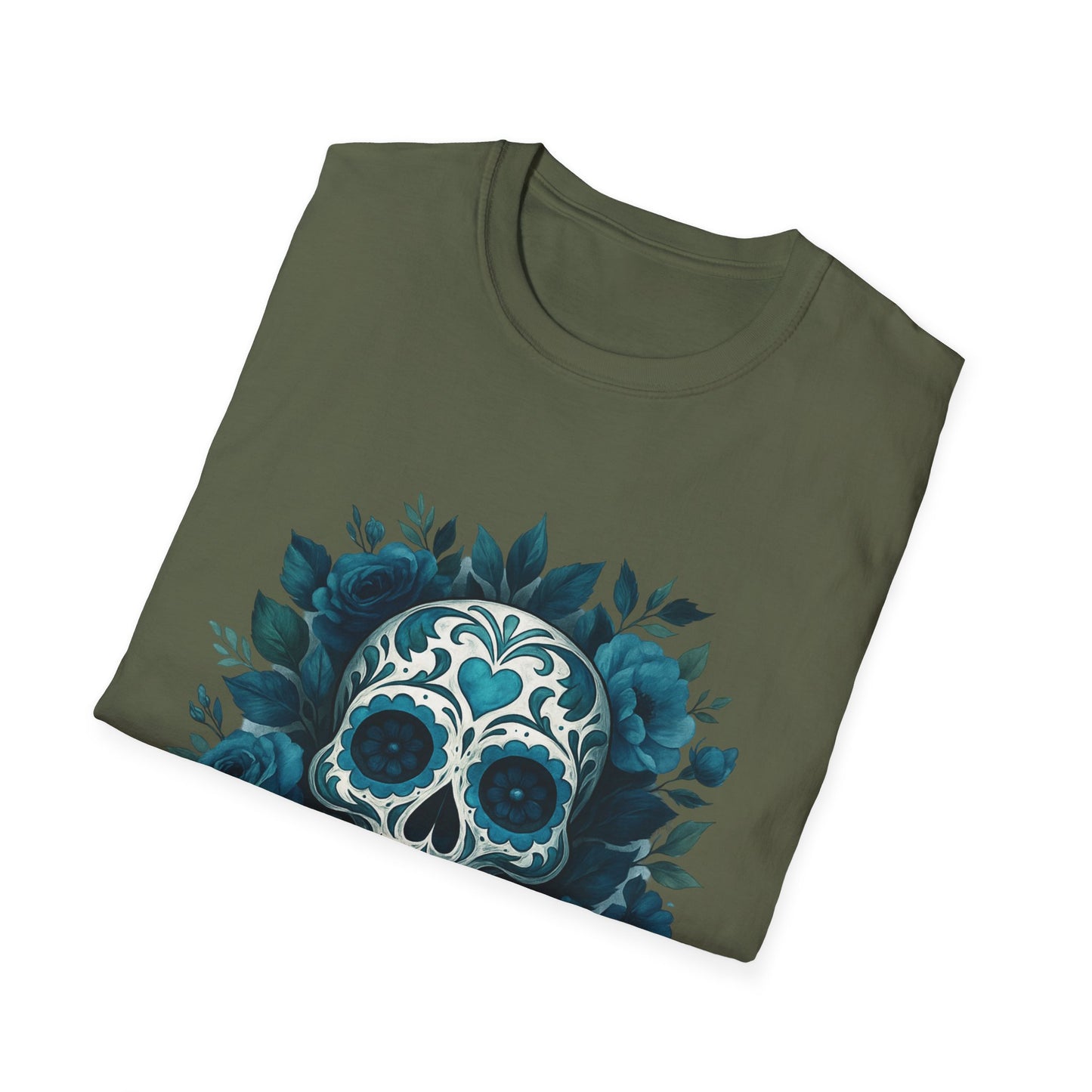 Colorful Floral Skull T-Shirt, Dia de los Muertos Tee, Casual Wear, Gifts for Her, Graphic Shirt, Boho Style Fashion