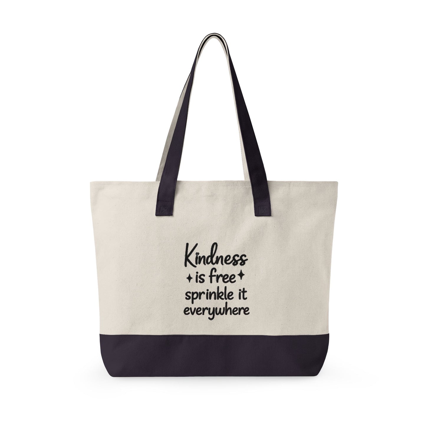 Canvas Tote Bag — “Kindness is Free, Sprinkle It Everywhere” Zippered Market Tote