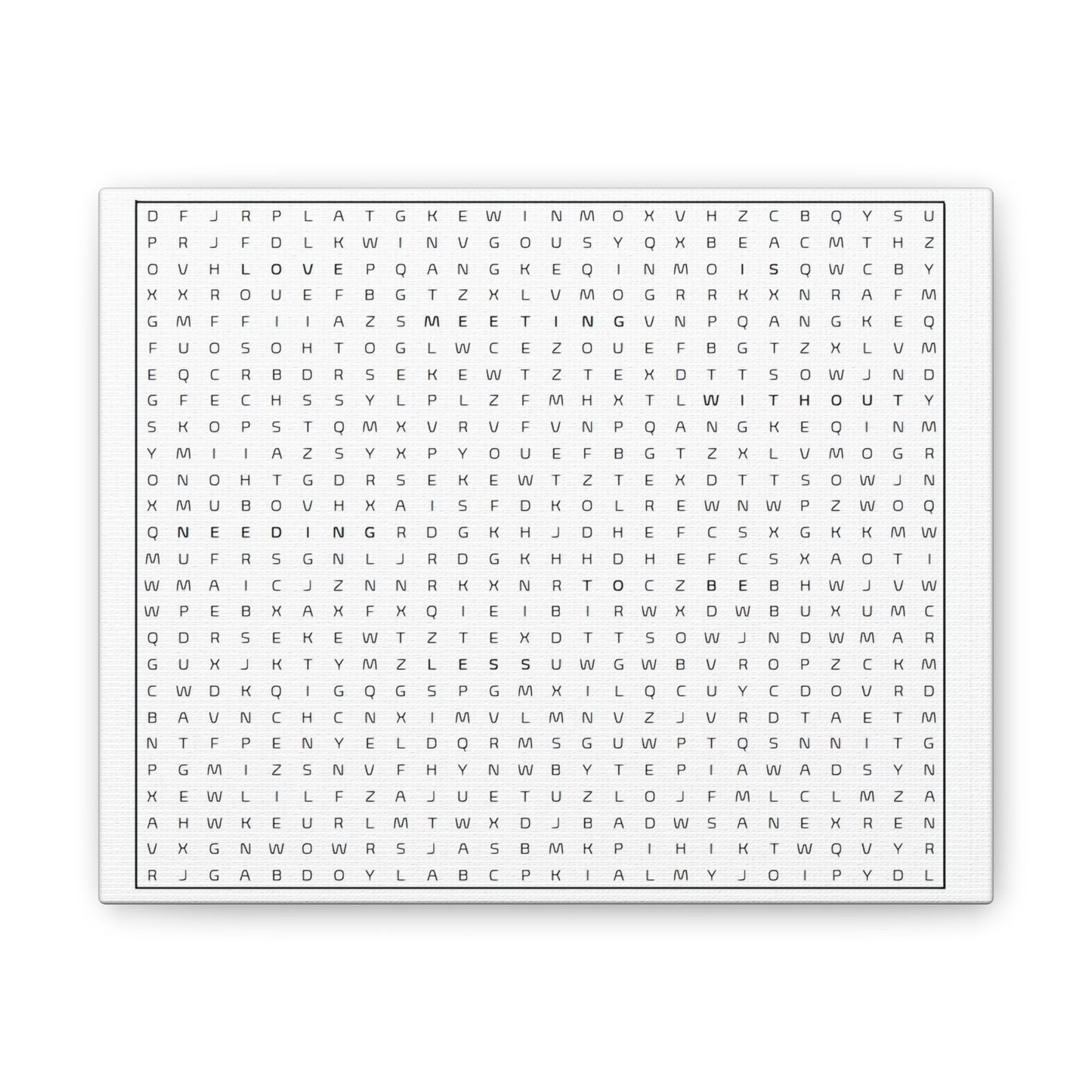 Minimalist Word Search Art Canvas – Black & White Typography Wall Decor