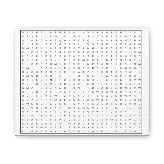 Minimalist Word Search Art Canvas – Black & White Typography Wall Decor