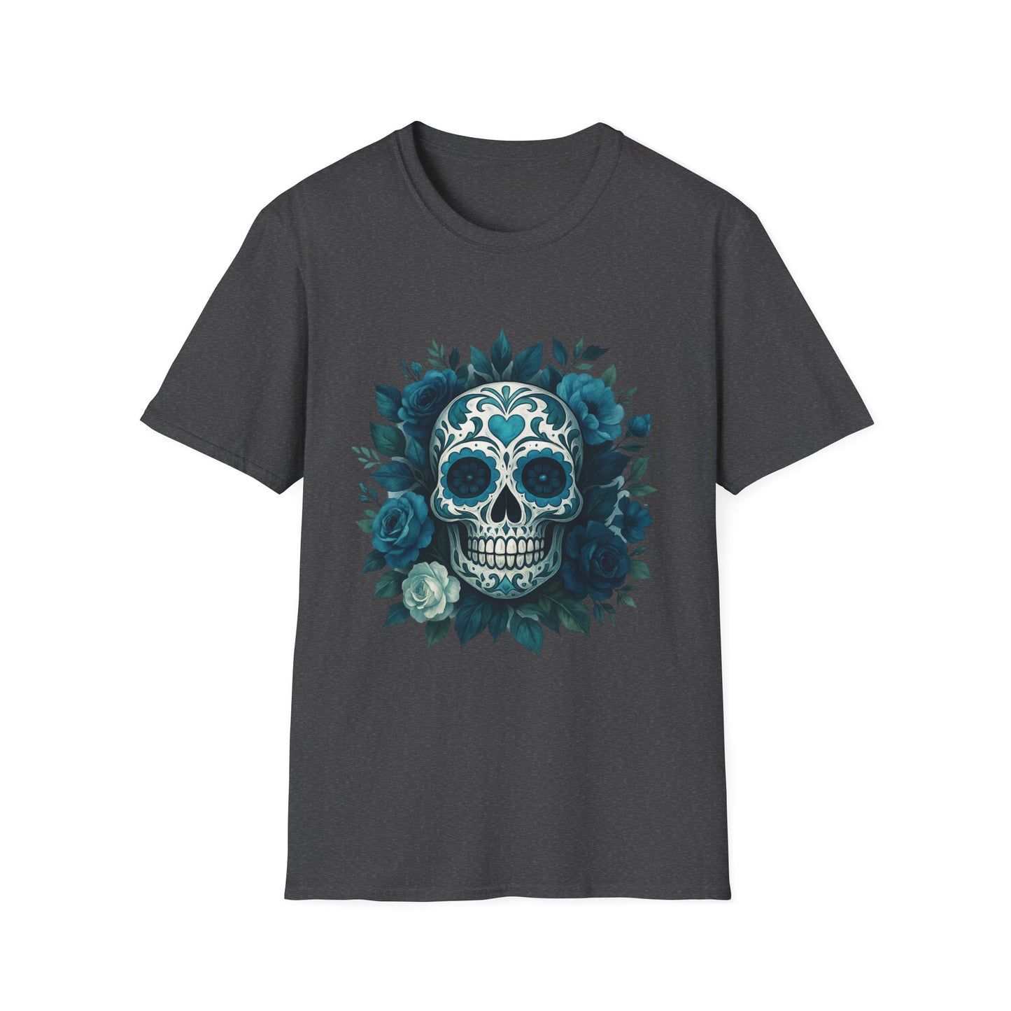 Colorful Floral Skull T-Shirt, Dia de los Muertos Tee, Casual Wear, Gifts for Her, Graphic Shirt, Boho Style Fashion