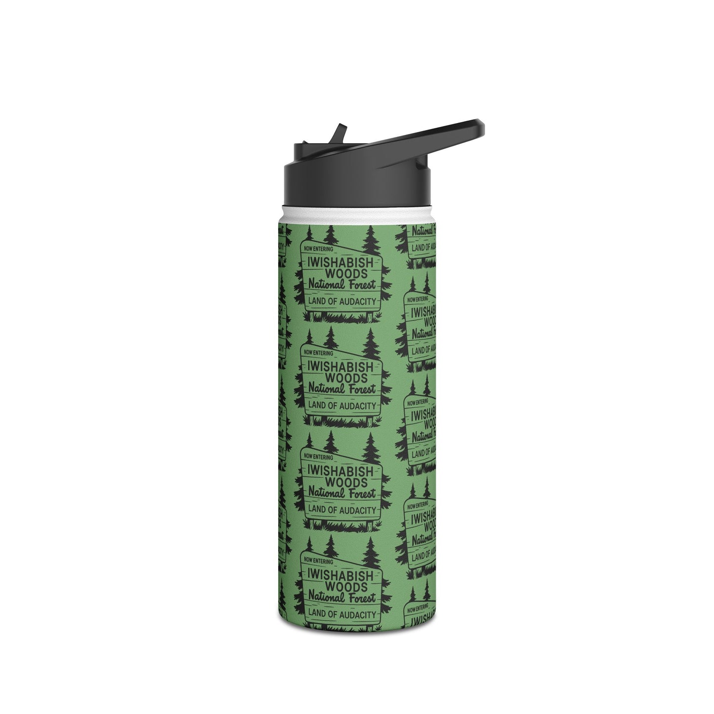Iwishabish Woods National Forest Stainless Steel Water Bottle — 'Land of Audacity' Outdoor Travel Bottle