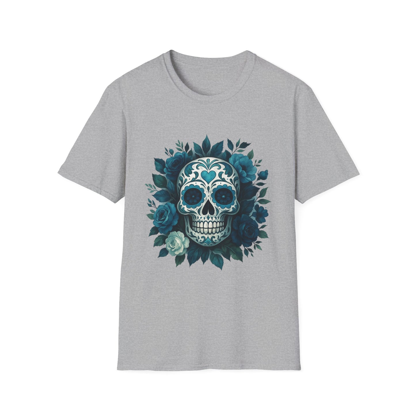 Colorful Floral Skull T-Shirt, Dia de los Muertos Tee, Casual Wear, Gifts for Her, Graphic Shirt, Boho Style Fashion