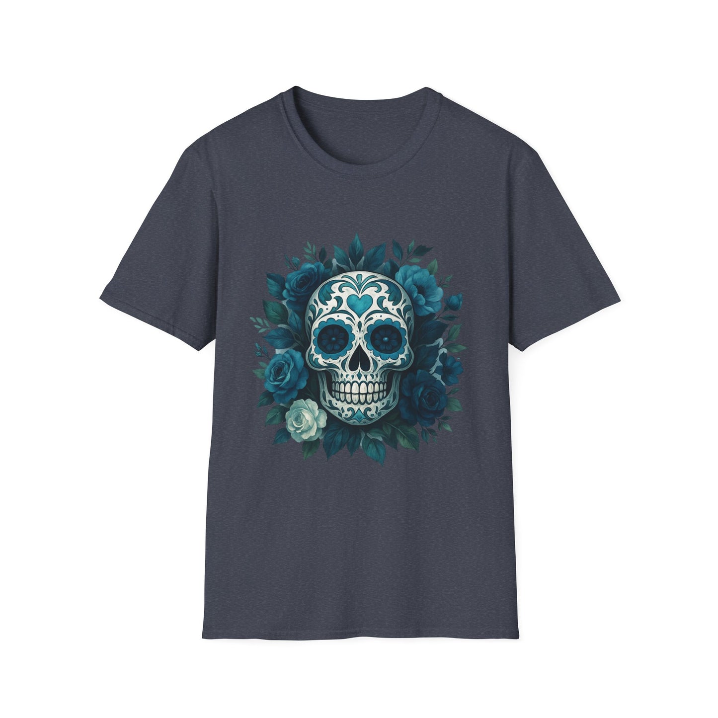 Colorful Floral Skull T-Shirt, Dia de los Muertos Tee, Casual Wear, Gifts for Her, Graphic Shirt, Boho Style Fashion