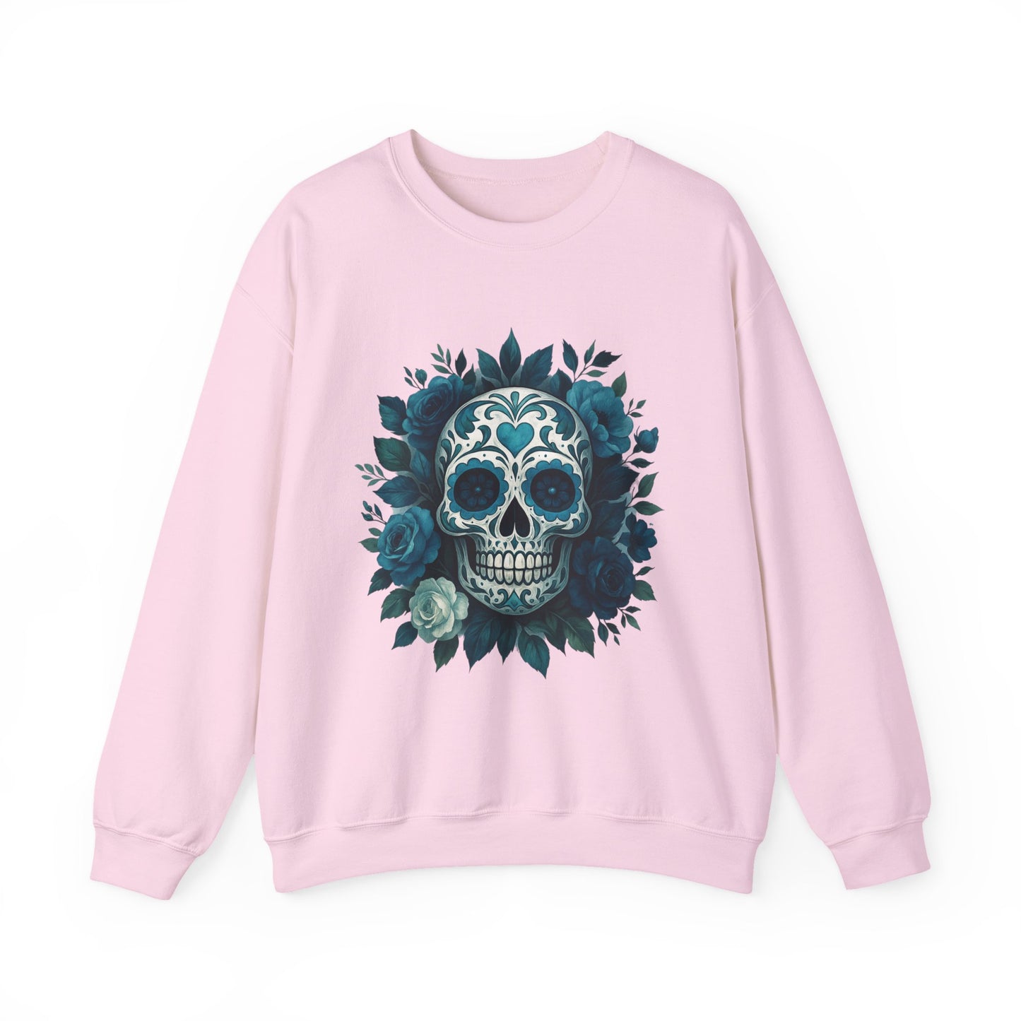 Colorful Sugar Skull Sweatshirt, Unisex Crewneck Sweatshirt for Halloween, Unique Gift for Day of the Dead, Cozy Fall Fashion, Casual Wear