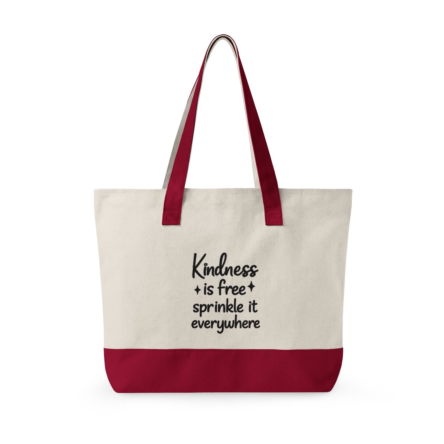 Canvas Tote Bag — “Kindness is Free, Sprinkle It Everywhere” Zippered Market Tote