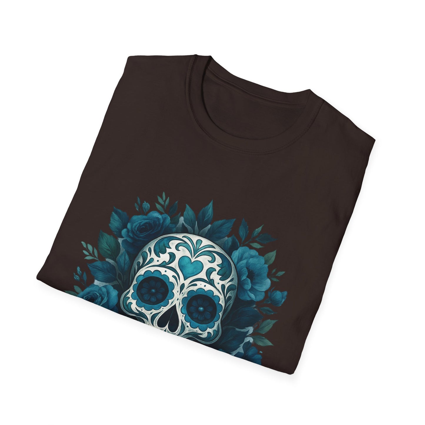 Colorful Floral Skull T-Shirt, Dia de los Muertos Tee, Casual Wear, Gifts for Her, Graphic Shirt, Boho Style Fashion
