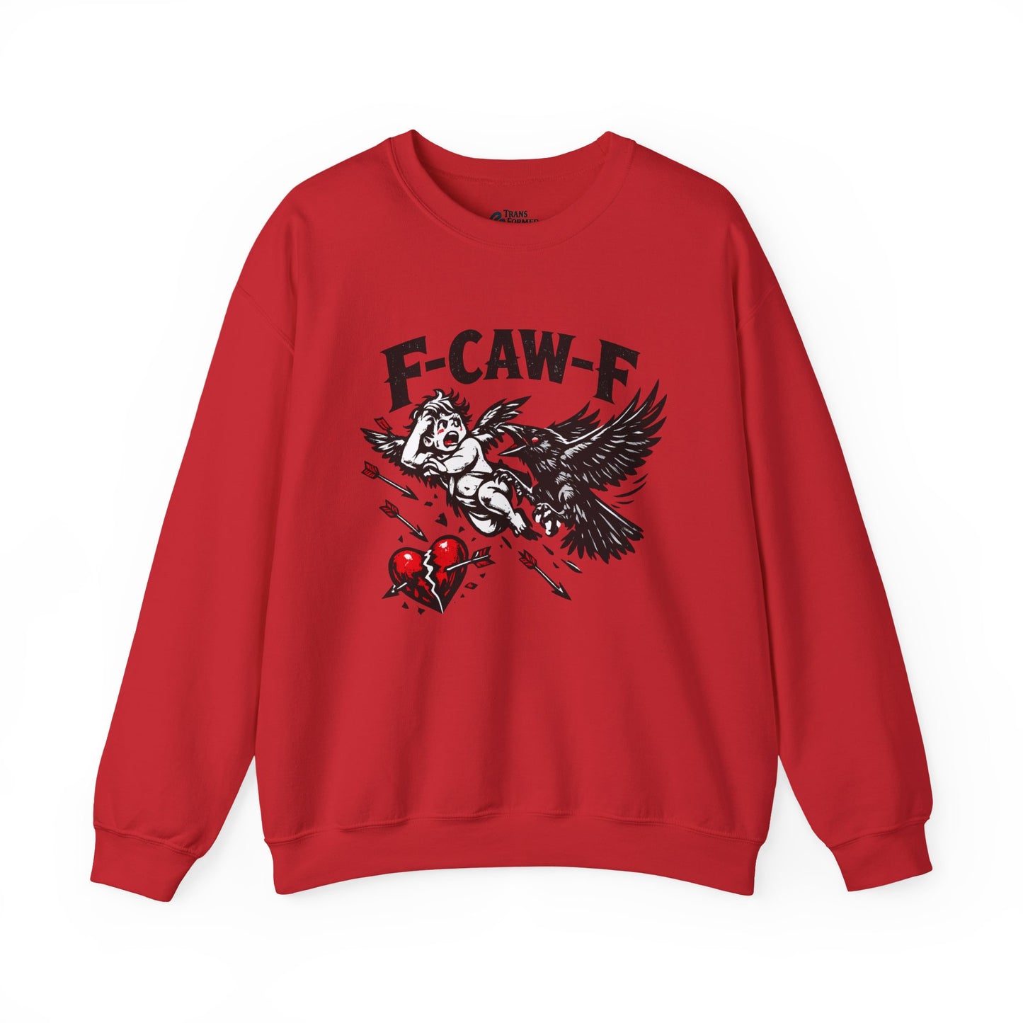 Anti-Valentine’s Day Crewneck Sweatshirt – F-CAW-F Crow Graphic, Funny Dark Humor Sweatshirt