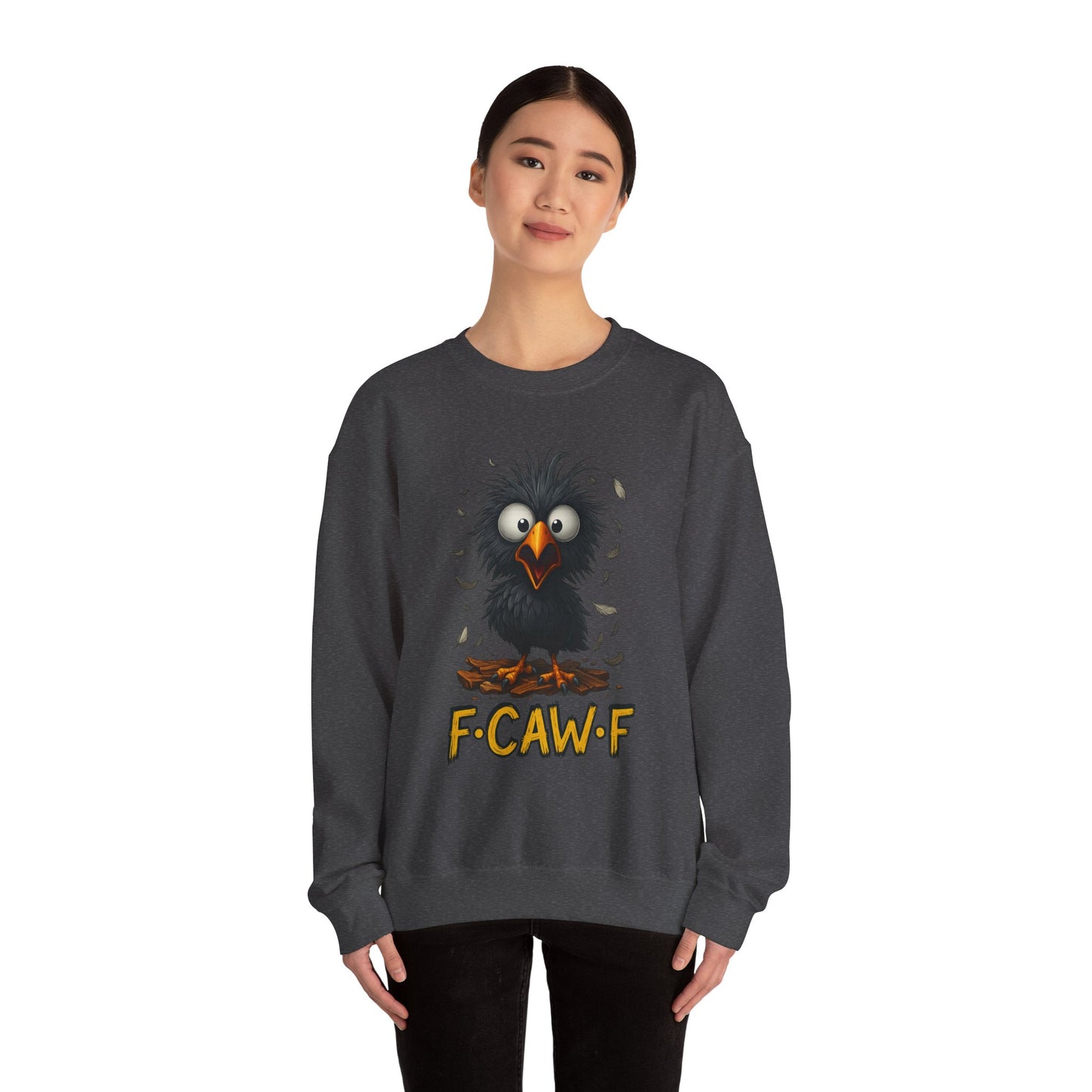 F-Cawf Funny Crewneck Sweatshirt, Cute Bird Sweatshirt, Unisex Sweatshirt Gift, Cozy Humor Apparel, Trendy Casual Wear