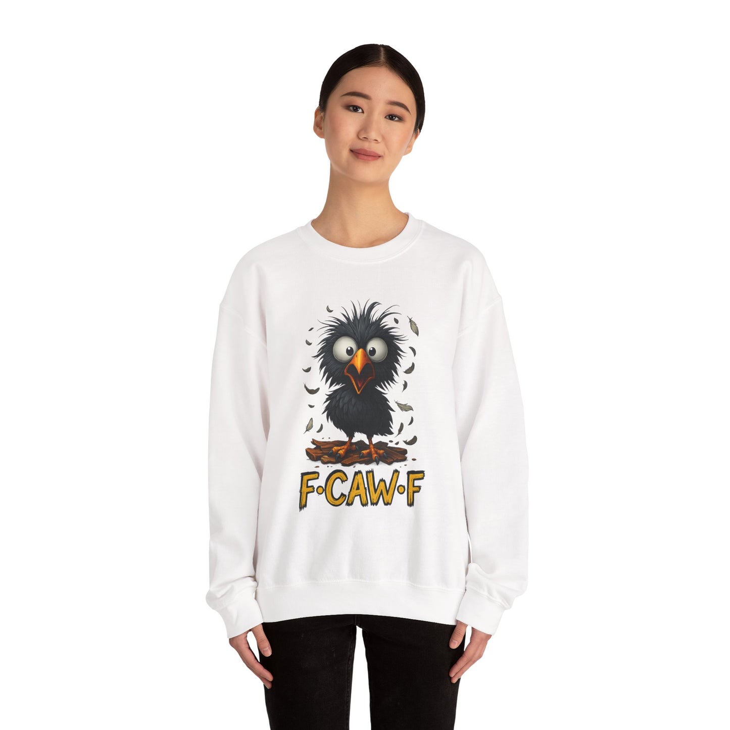 F-Cawf Funny Crewneck Sweatshirt, Cute Bird Sweatshirt, Unisex Sweatshirt Gift, Cozy Humor Apparel, Trendy Casual Wear