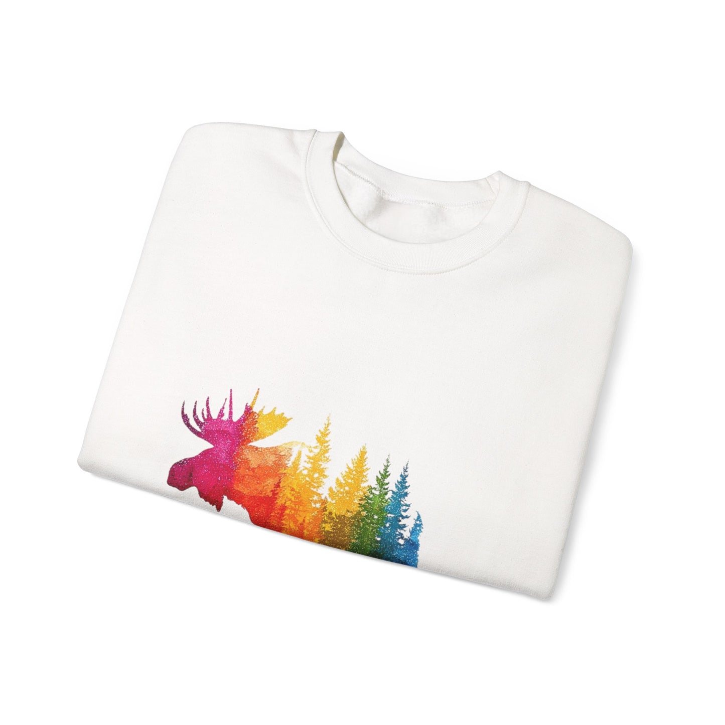 Moose Forest Crewneck Sweatshirt — LGBTQIA Wilderness Silhouette