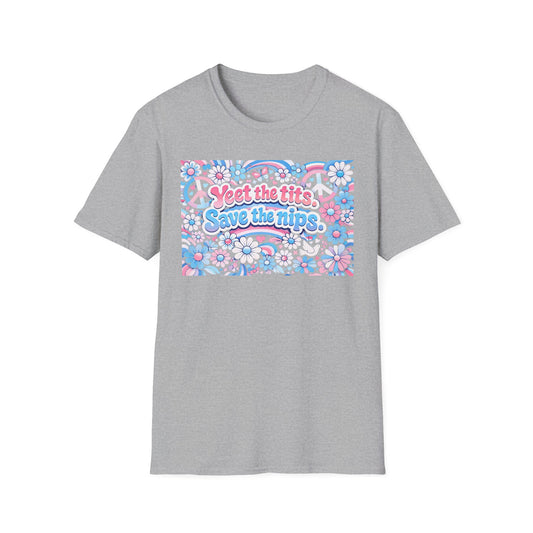 Transgender Colors Tee — "Yeet The Tits. Save The Nips."
