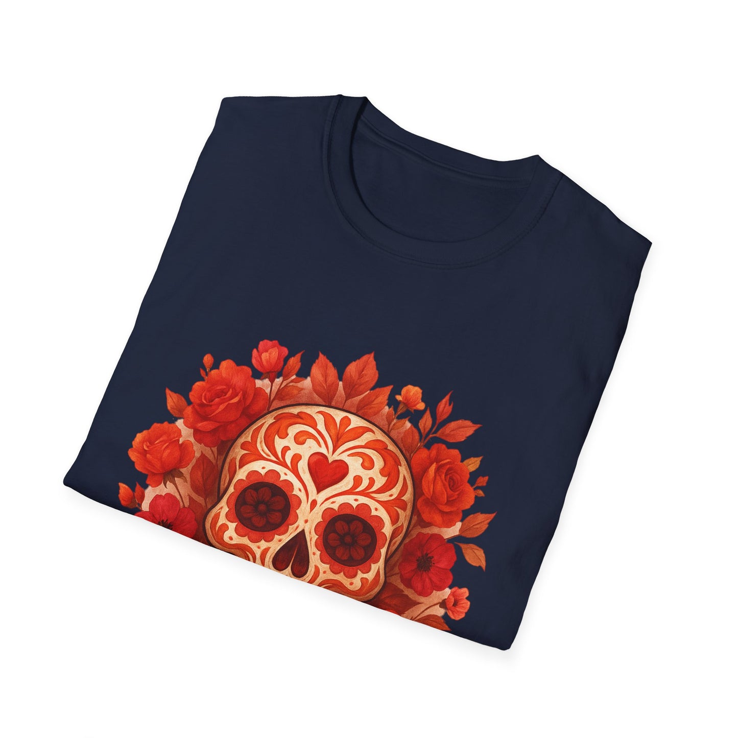 Colorful Floral Skull T-Shirt, Dia de los Muertos Tee, Casual Wear, Gifts for Her, Graphic Shirt, Boho Style Fashion