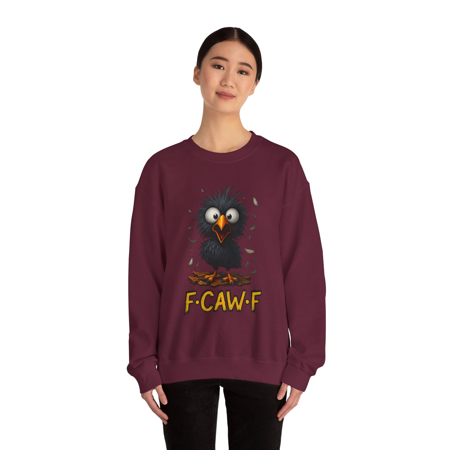 F-Cawf Funny Crewneck Sweatshirt, Cute Bird Sweatshirt, Unisex Sweatshirt Gift, Cozy Humor Apparel, Trendy Casual Wear