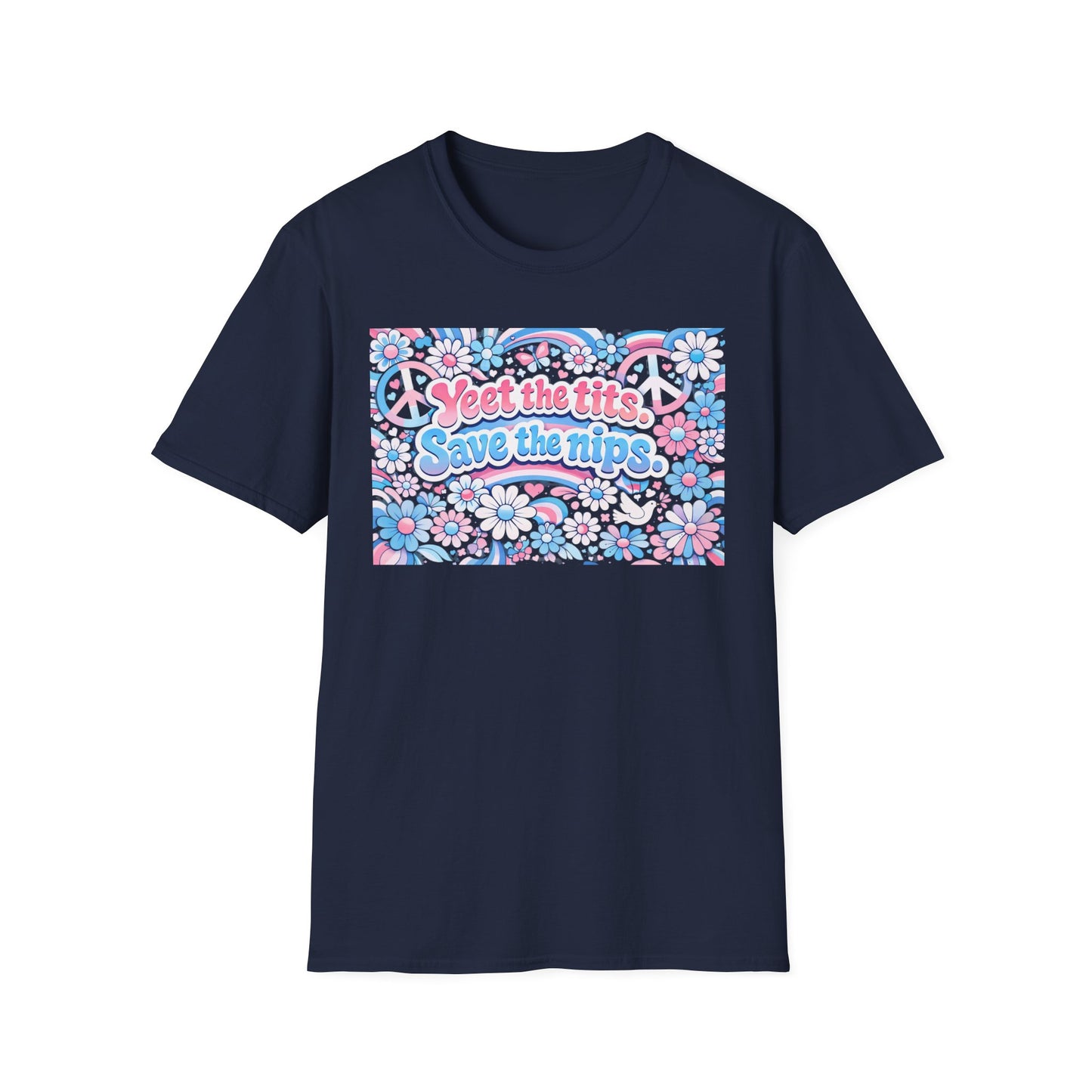 Transgender Colors Tee — "Yeet The Tits. Save The Nips."