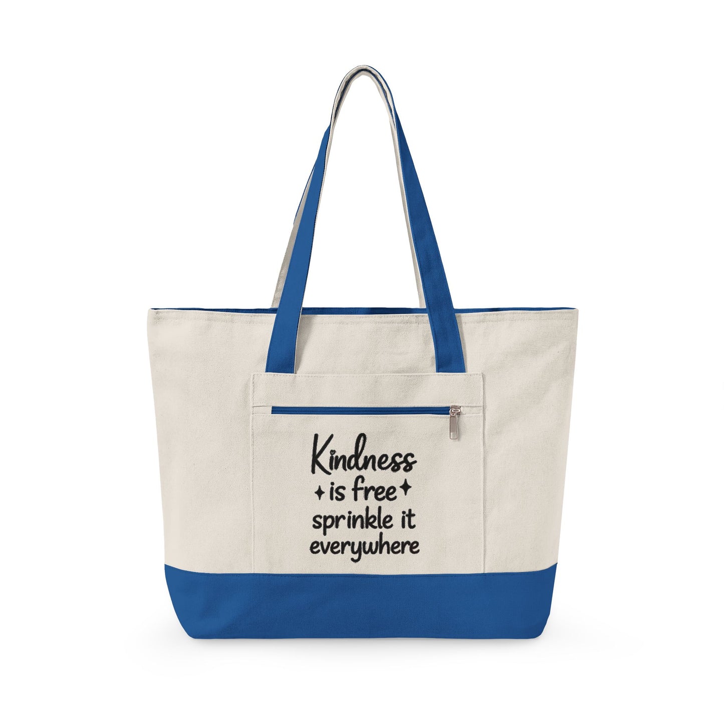 Canvas Tote Bag — “Kindness is Free, Sprinkle It Everywhere” Zippered Market Tote