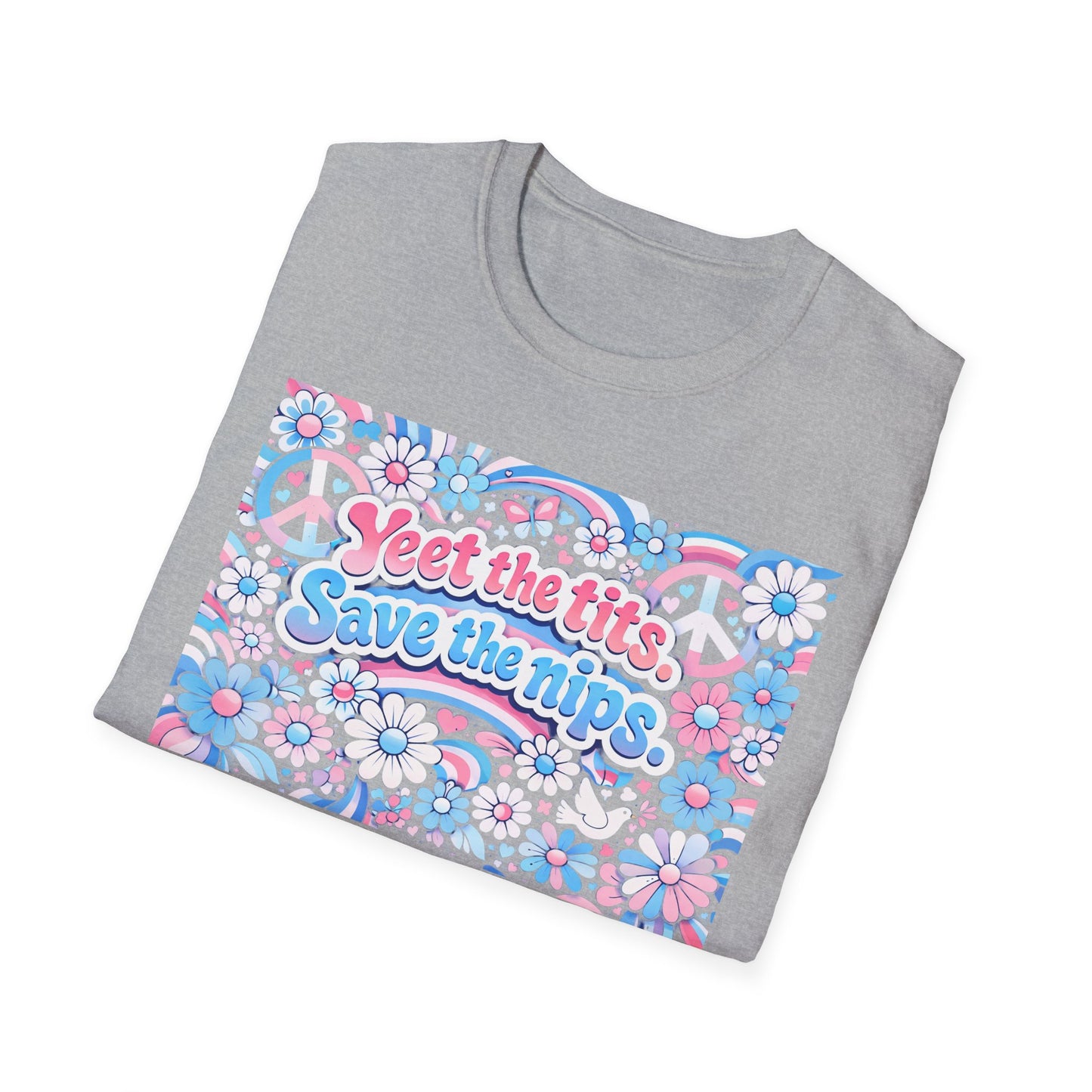 Transgender Colors Tee — "Yeet The Tits. Save The Nips."