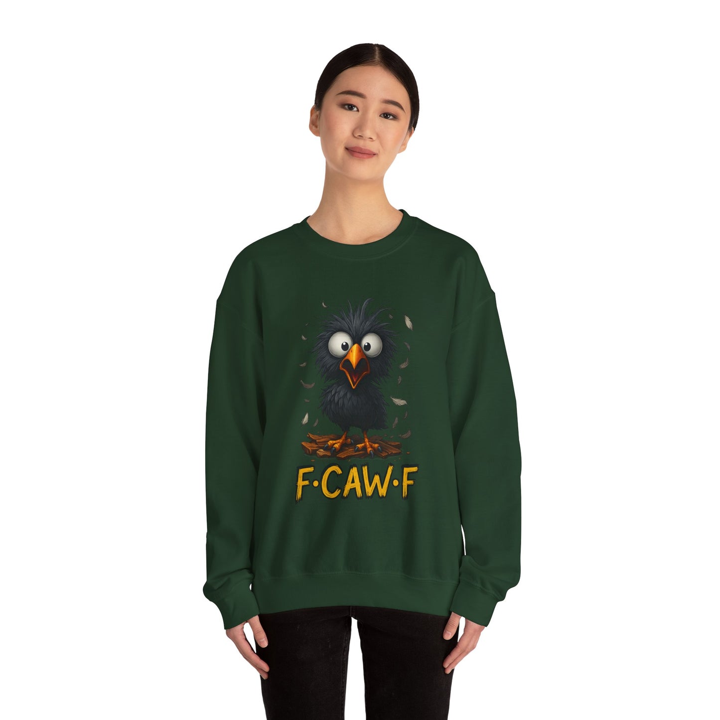 F-Cawf Funny Crewneck Sweatshirt, Cute Bird Sweatshirt, Unisex Sweatshirt Gift, Cozy Humor Apparel, Trendy Casual Wear