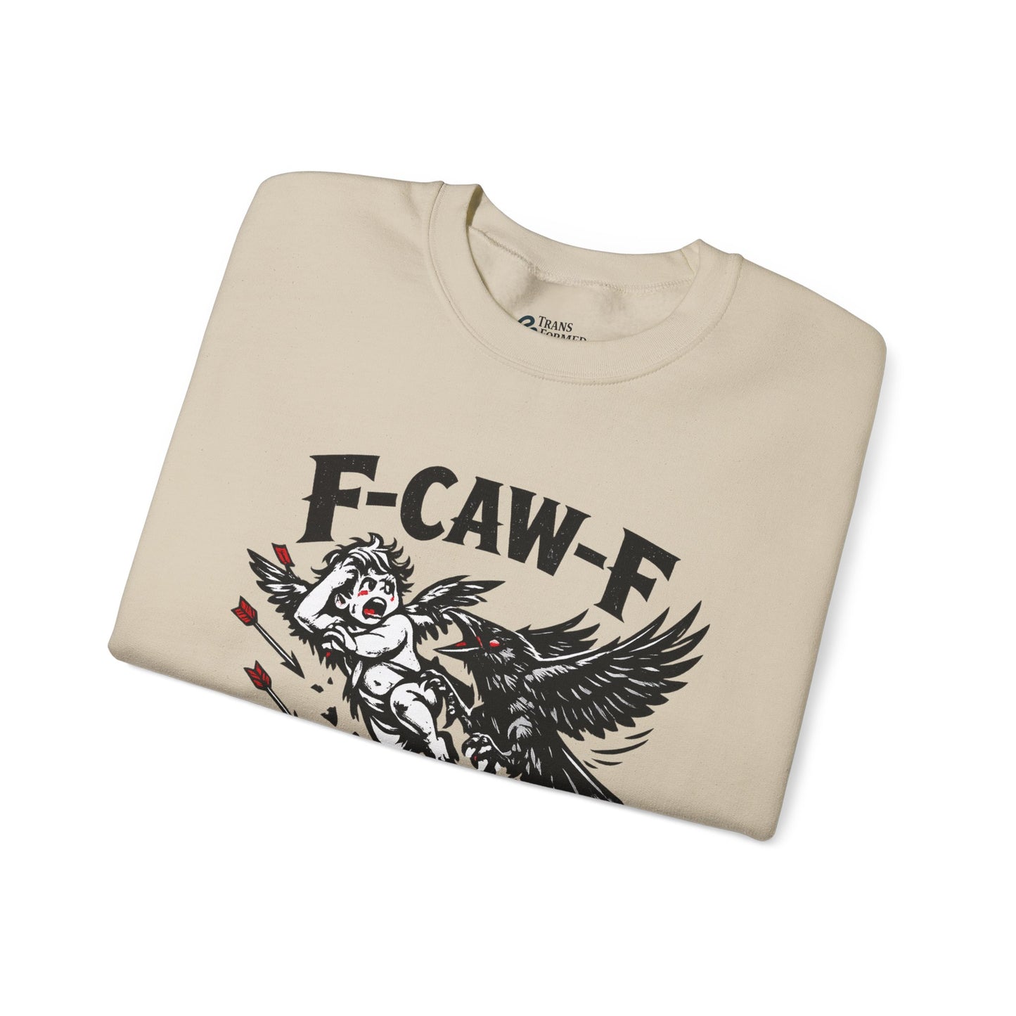 Anti-Valentine’s Day Crewneck Sweatshirt – F-CAW-F Crow Graphic, Funny Dark Humor Sweatshirt