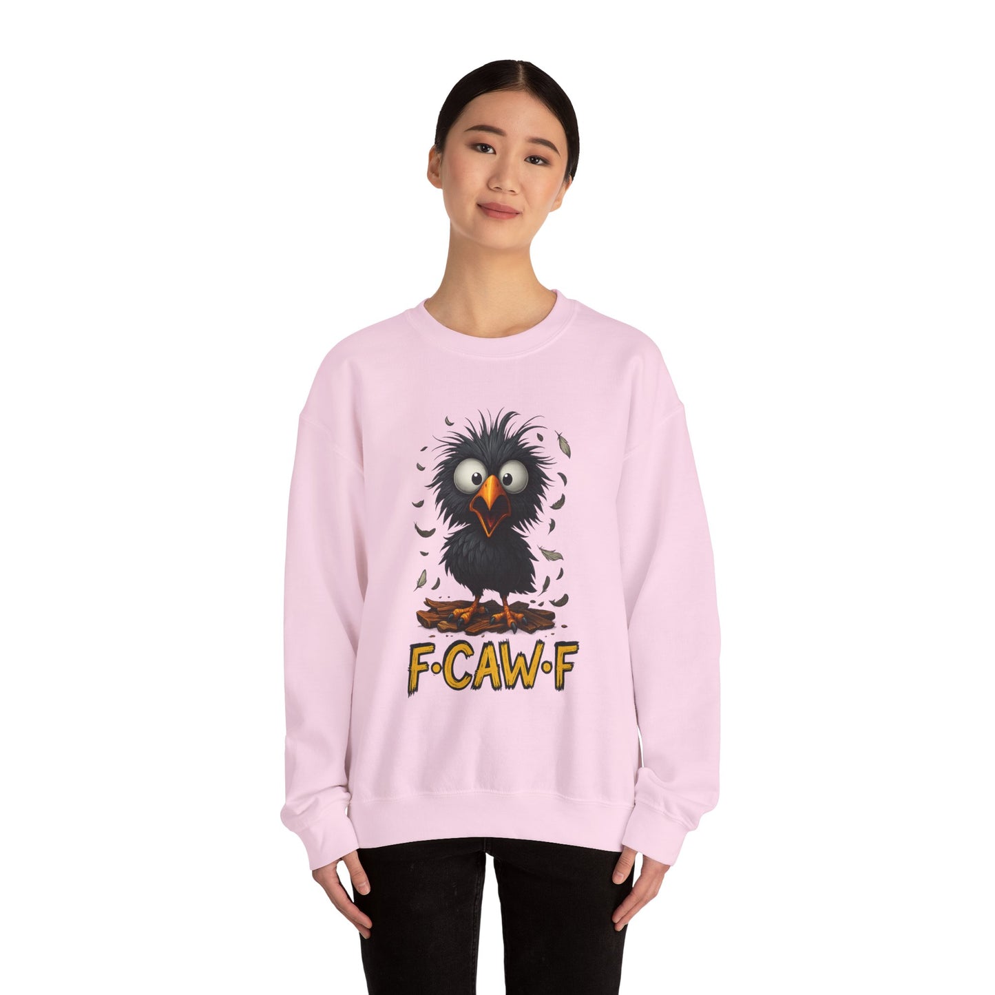 F-Cawf Funny Crewneck Sweatshirt, Cute Bird Sweatshirt, Unisex Sweatshirt Gift, Cozy Humor Apparel, Trendy Casual Wear