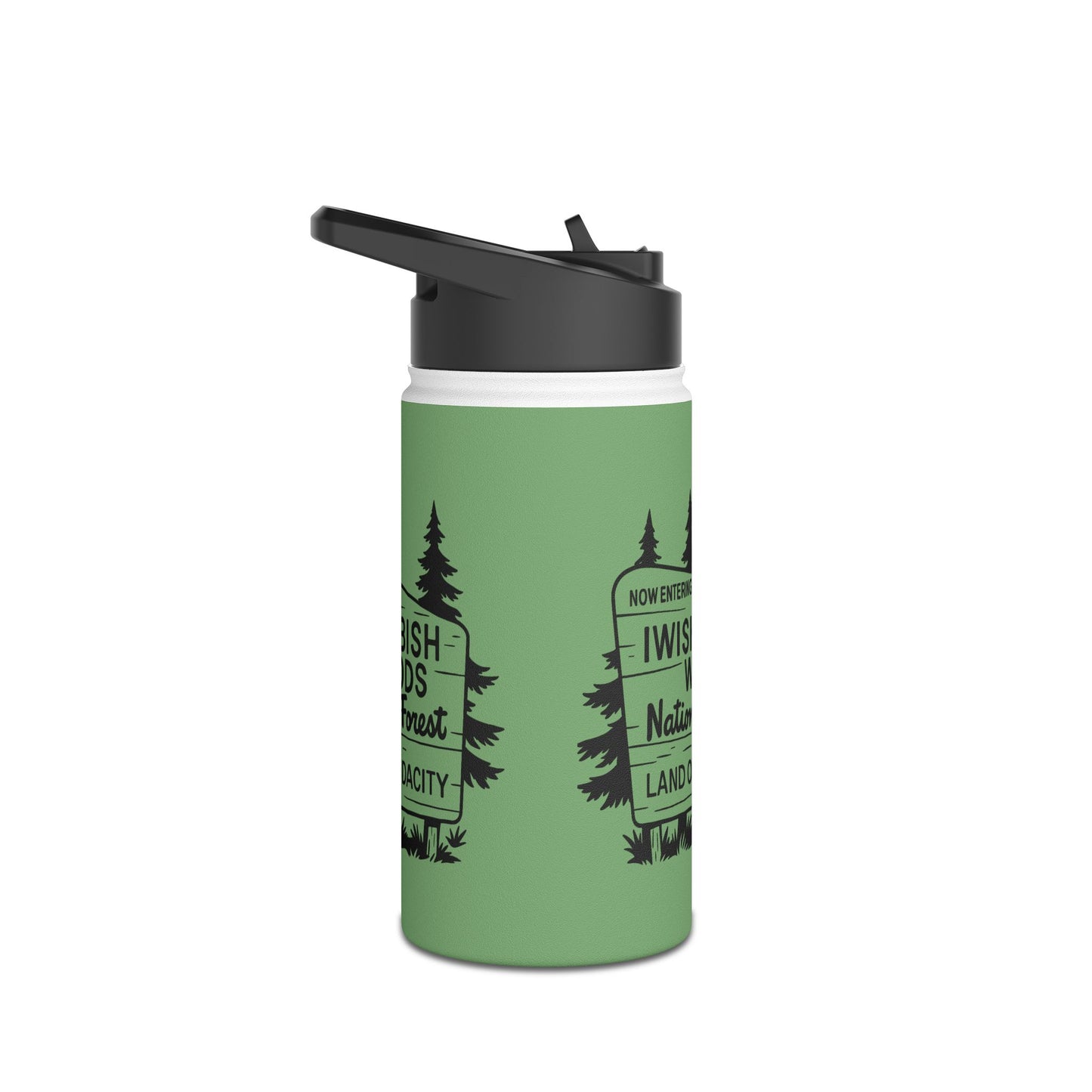 Iwishabish Woods National Forest Stainless Steel Water Bottle — 'Land of Audacity' Outdoor Travel Bottle