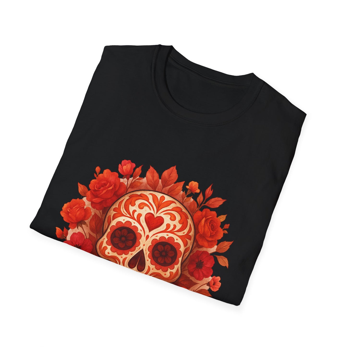 Colorful Floral Skull T-Shirt, Dia de los Muertos Tee, Casual Wear, Gifts for Her, Graphic Shirt, Boho Style Fashion