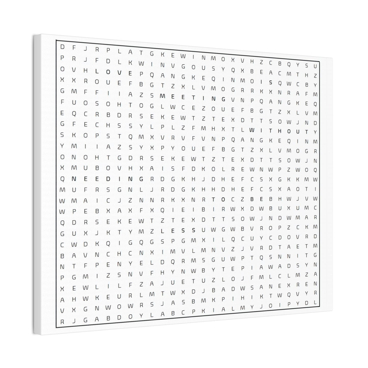 Minimalist Word Search Art Canvas – Black & White Typography Wall Decor