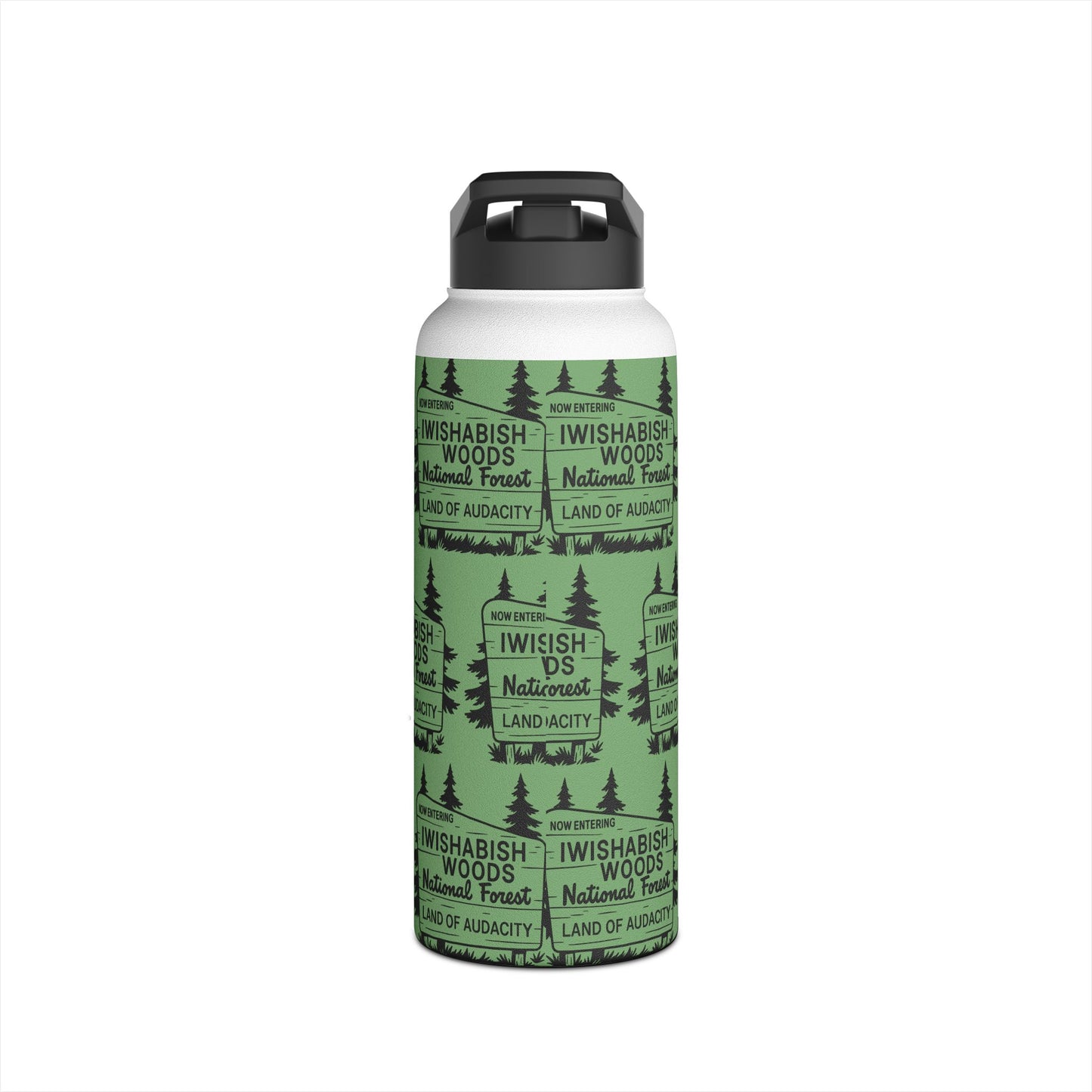 Iwishabish Woods National Forest Stainless Steel Water Bottle — 'Land of Audacity' Outdoor Travel Bottle