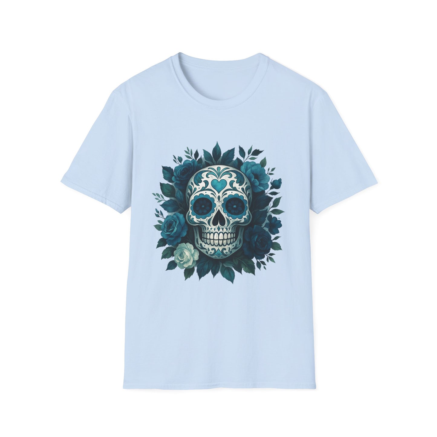 Colorful Floral Skull T-Shirt, Dia de los Muertos Tee, Casual Wear, Gifts for Her, Graphic Shirt, Boho Style Fashion