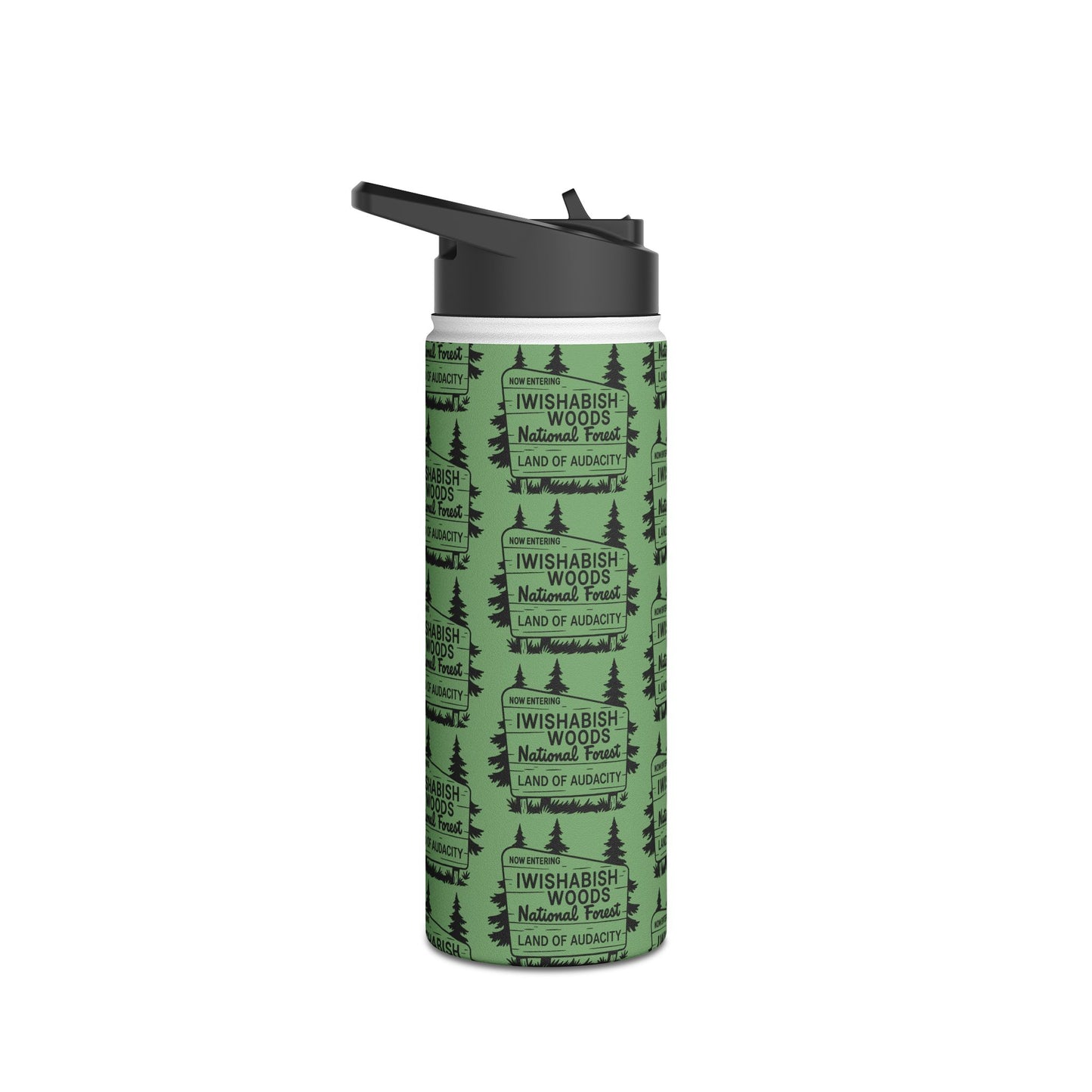 Iwishabish Woods National Forest Stainless Steel Water Bottle — 'Land of Audacity' Outdoor Travel Bottle
