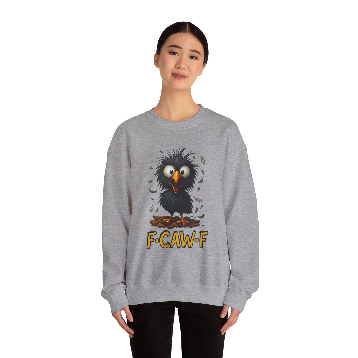 F-Cawf Funny Crewneck Sweatshirt, Cute Bird Sweatshirt, Unisex Sweatshirt Gift, Cozy Humor Apparel, Trendy Casual Wear