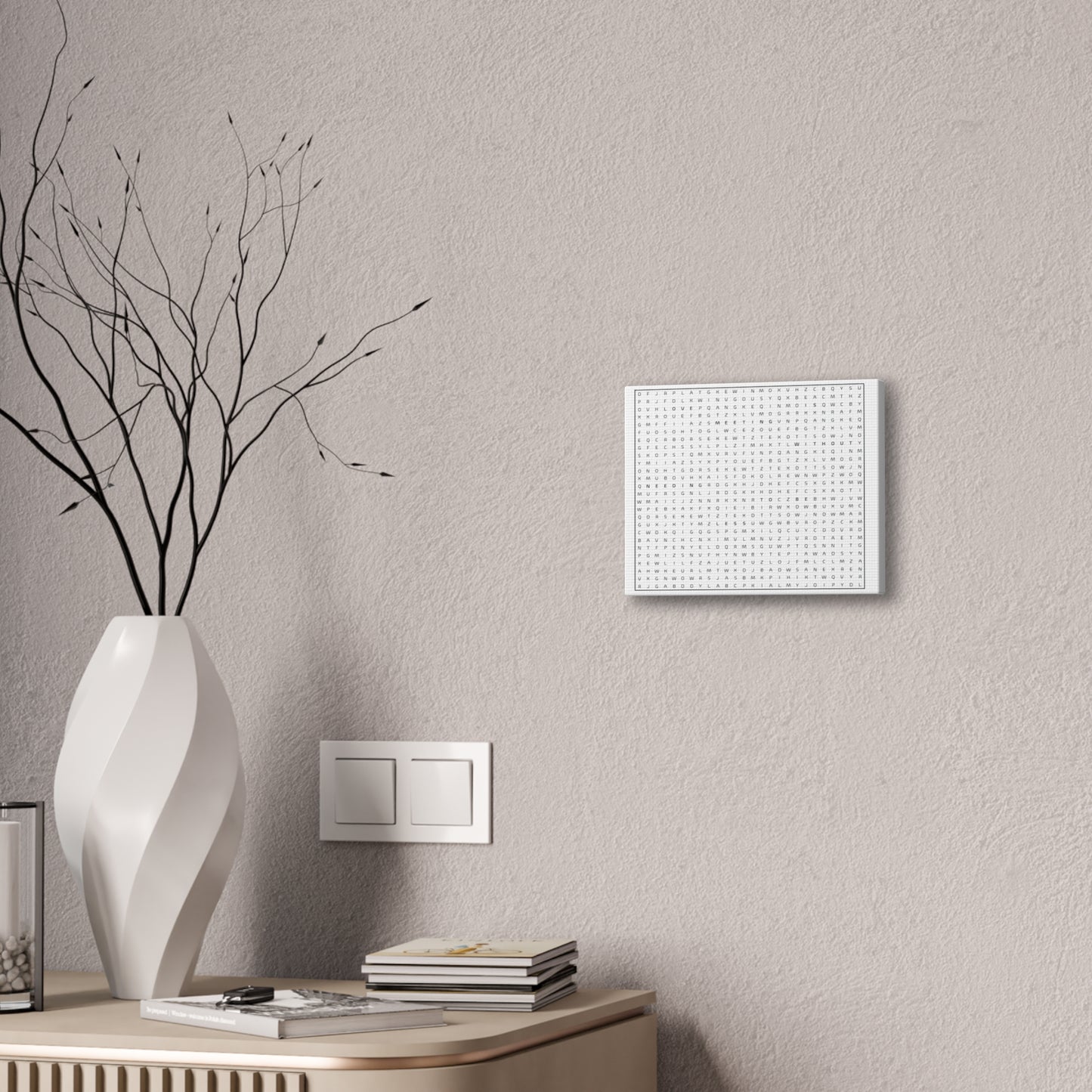 Minimalist Word Search Art Canvas – Black & White Typography Wall Decor