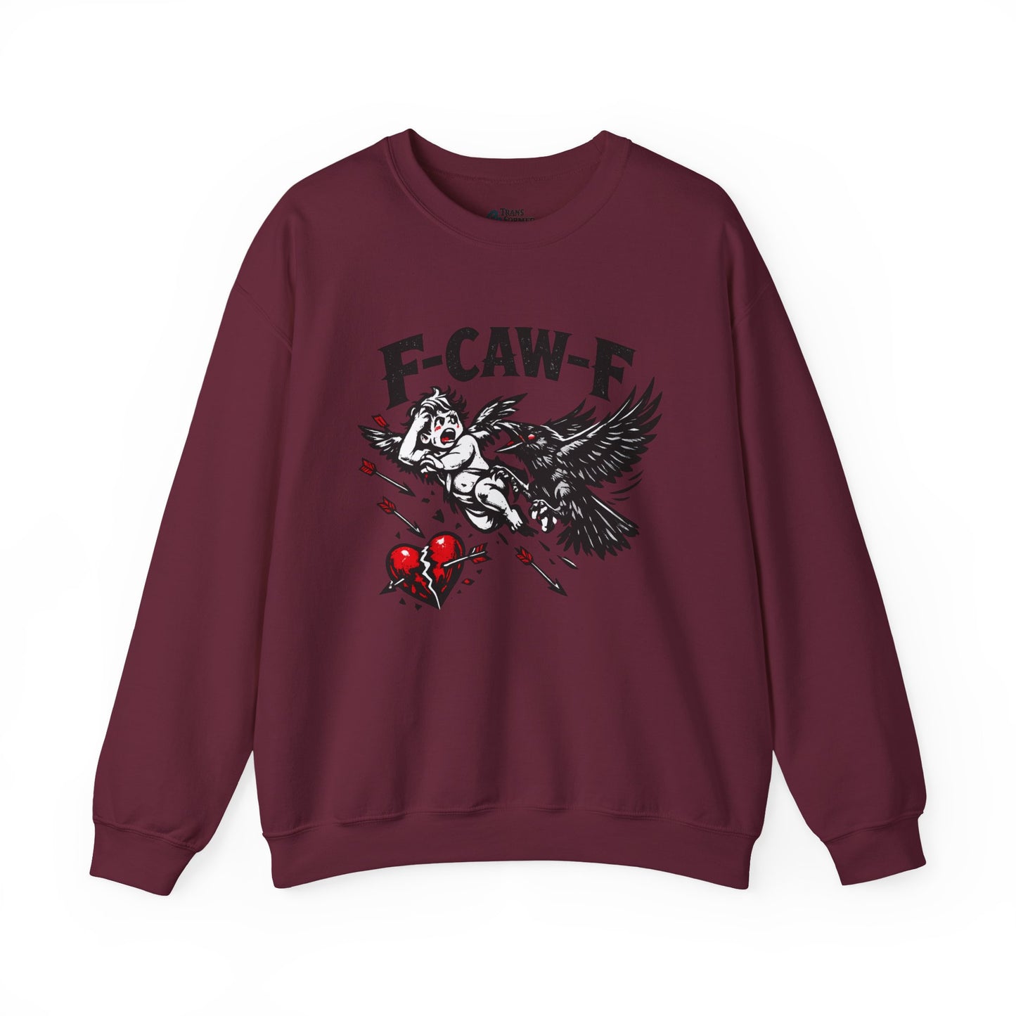 Anti-Valentine’s Day Crewneck Sweatshirt – F-CAW-F Crow Graphic, Funny Dark Humor Sweatshirt