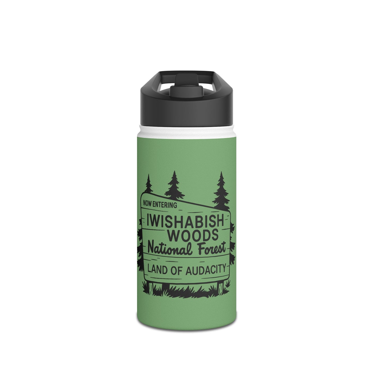 Iwishabish Woods National Forest Stainless Steel Water Bottle — 'Land of Audacity' Outdoor Travel Bottle