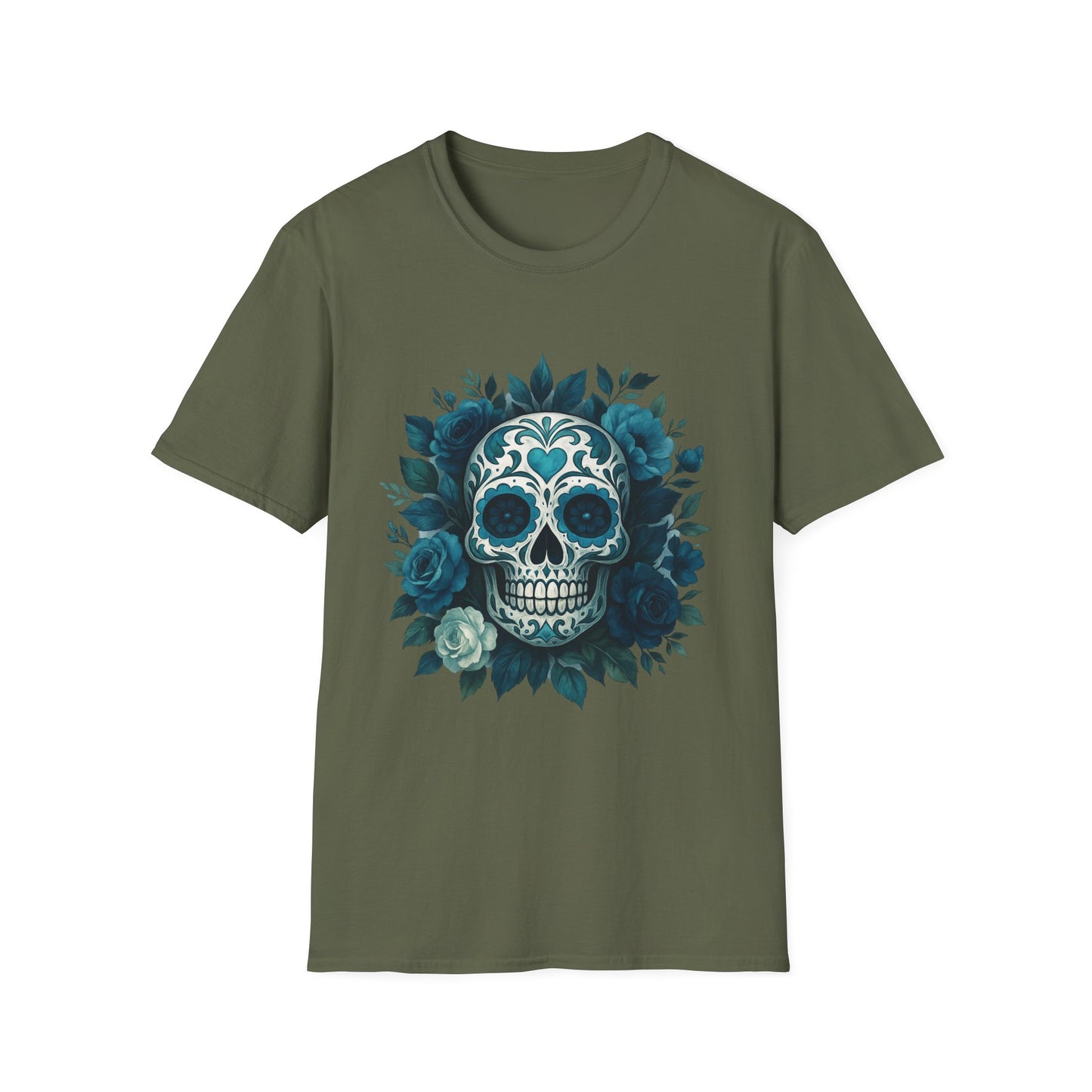 Colorful Floral Skull T-Shirt, Dia de los Muertos Tee, Casual Wear, Gifts for Her, Graphic Shirt, Boho Style Fashion