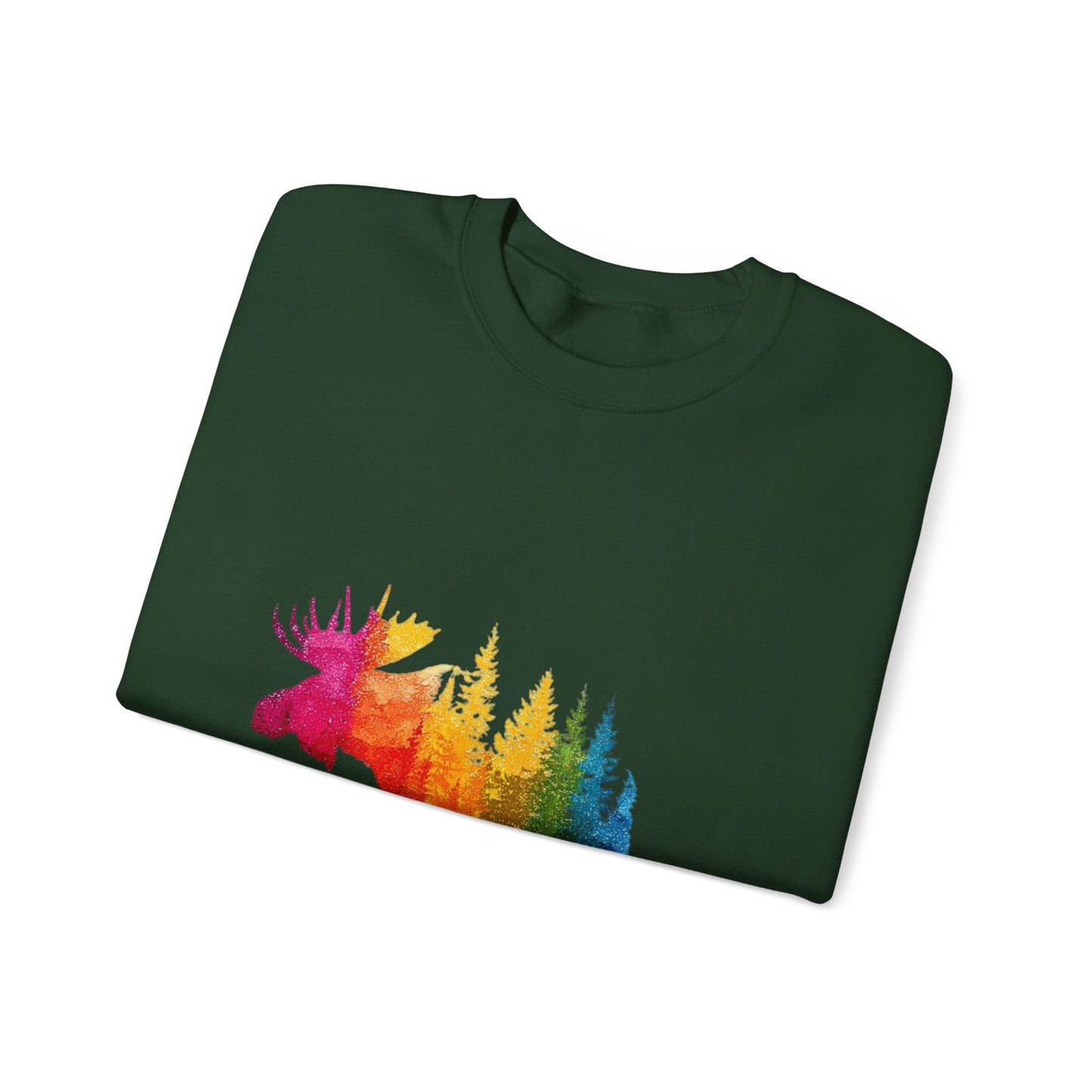 Moose Forest Crewneck Sweatshirt — LGBTQIA Wilderness Silhouette