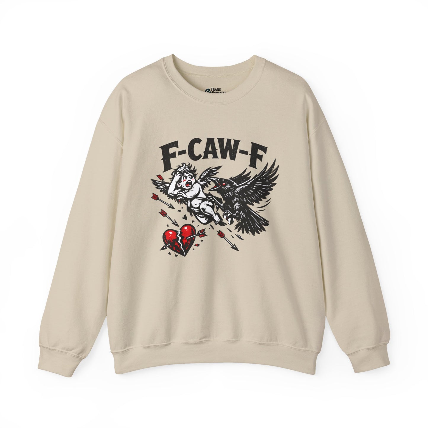 Anti-Valentine’s Day Crewneck Sweatshirt – F-CAW-F Crow Graphic, Funny Dark Humor Sweatshirt